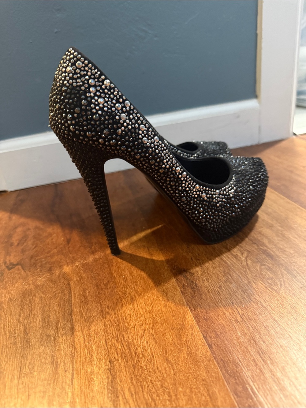 Aldo Black Crystal Embellished Stiletto Heels